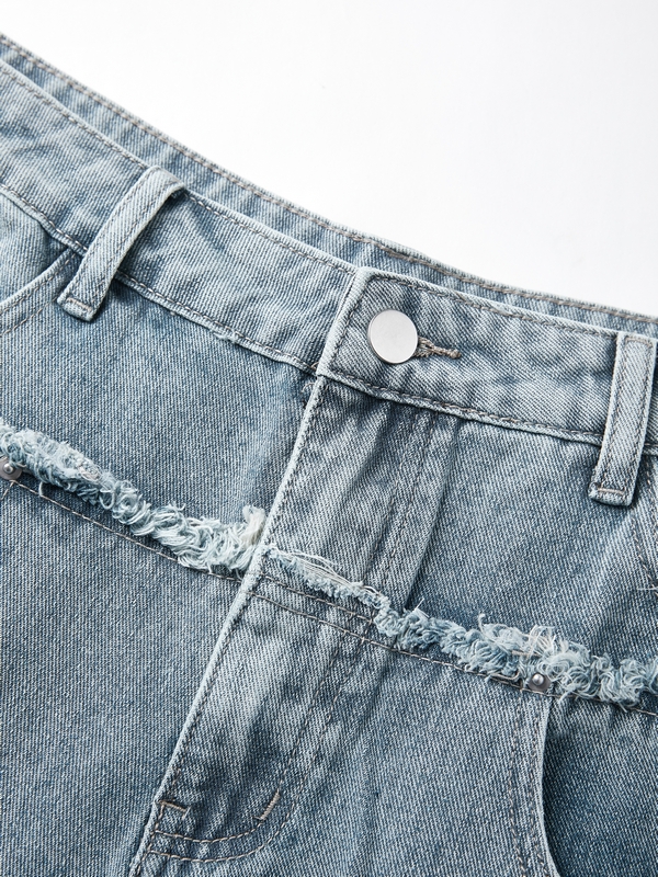 Vaqueros holgados desgastados con parches descoloridos para hombre-6