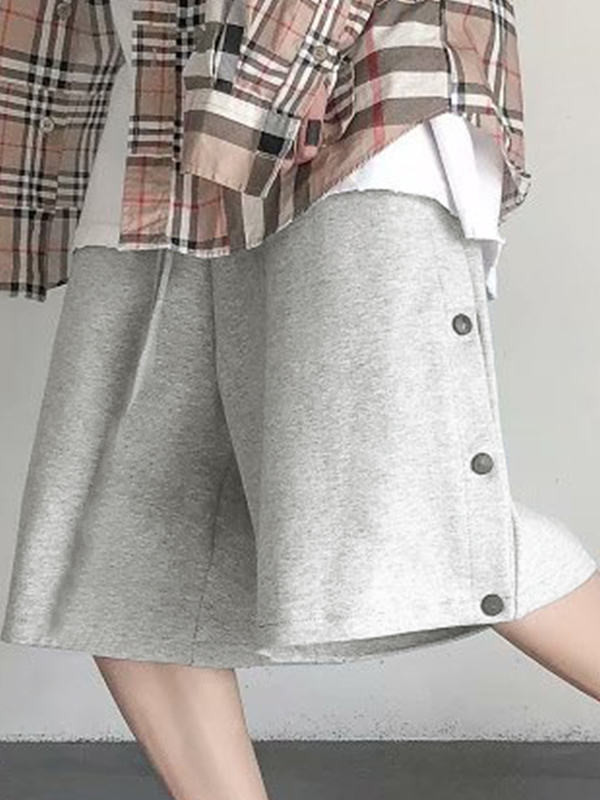 Shorts de hombre con cordón y botonadura unicolor-1