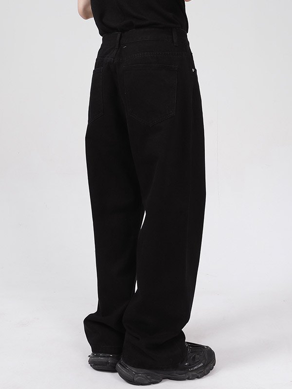 Vaqueros sueltos lavados negros de hombre-2