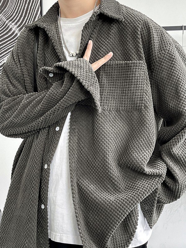 Chaqueta camisera de pana de manga larga para hombre-1