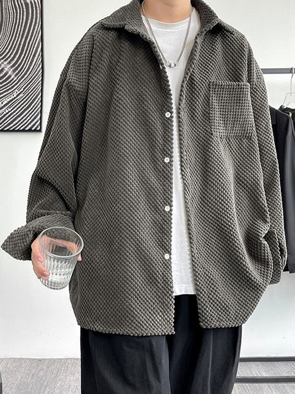 Chaqueta camisera de pana de manga larga para hombre-2