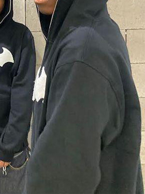 Sudadera con capucha extragrande con estampado de murciélagos para hombre-3