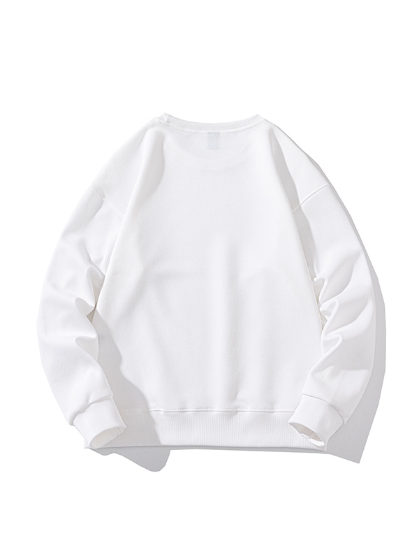 Sudadera De Hombre De Algodón Puro De Color Liso Con Cuello Redondo-1