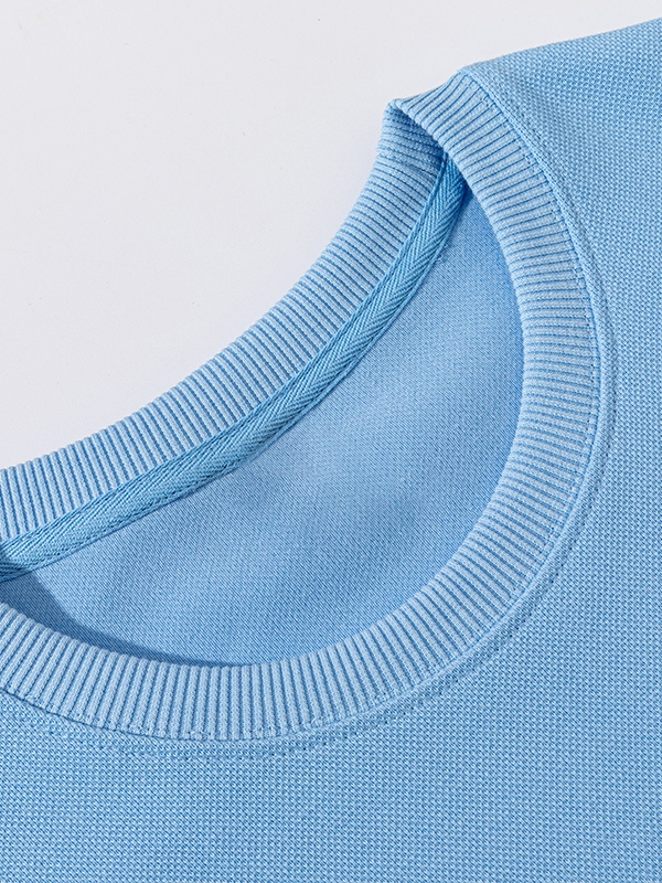 Sudadera De Hombre De Algodón Puro De Color Liso Con Cuello Redondo-2