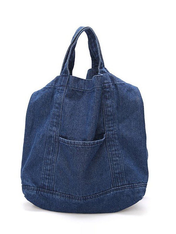 Bolso tote grande de denim lavado-3