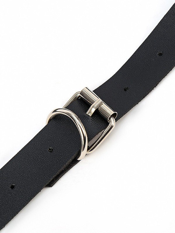 Cinturón de piel sintética punk con adornos metálicos-3