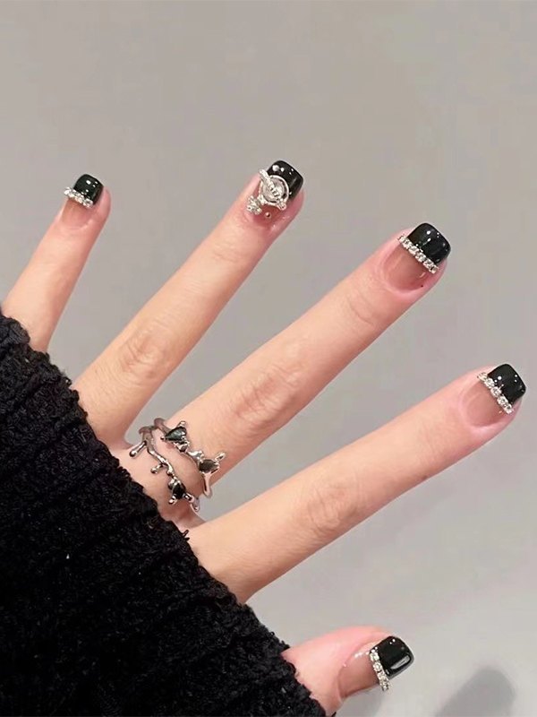 24 piezas de diamantes de imitación Cosmos Press On Nails-3