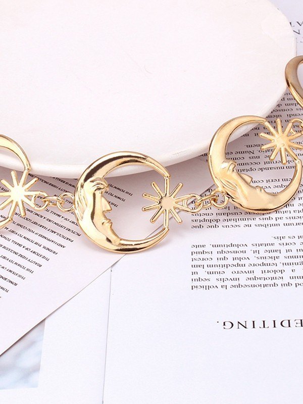 Cadena para el vientre con colgante de luna creciente-3