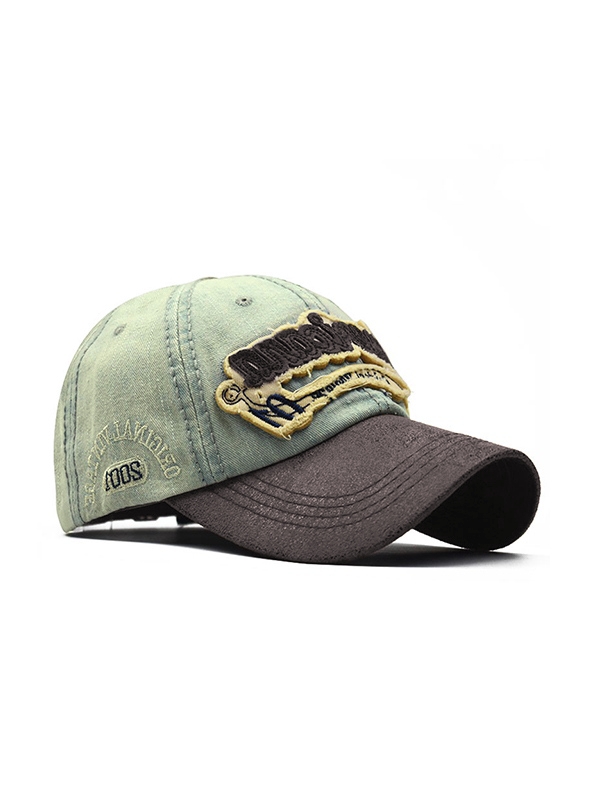 Gorra de béisbol de mezclilla desgastada con bordado de letras-1