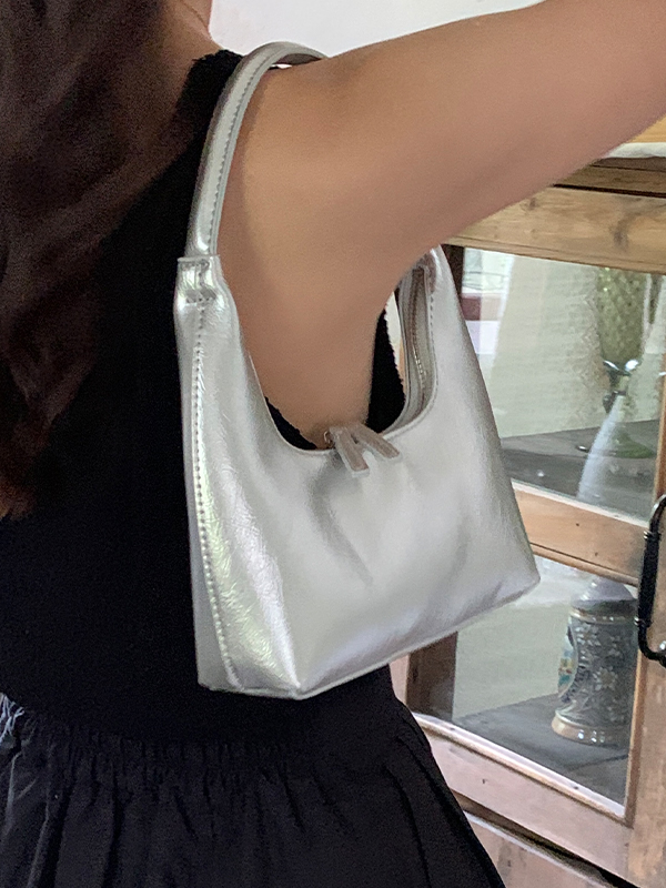 Bolso de hombro francés versátil de color sólido-2